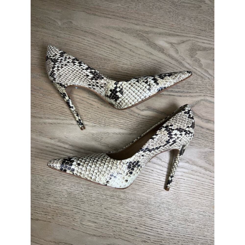 Schutz Lou Snake Print Pointed Toe High Heel Pump in Natural Women’s Size 6 - Picture 7 of 9